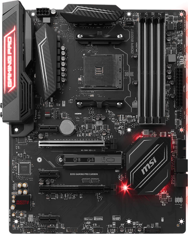 For MSI B350 GAMING PRO CARBON Motherboard Socket AM4 DDR4 ATX - Main Image