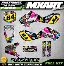 Full Custom decal Kit RUSH style fits Kawasaki KLX 110  2000 - 2009 sticker kit