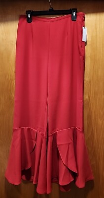 Maeve Anthropologie Late Night Frills Pants Red Size 12 NEW Free Shipping