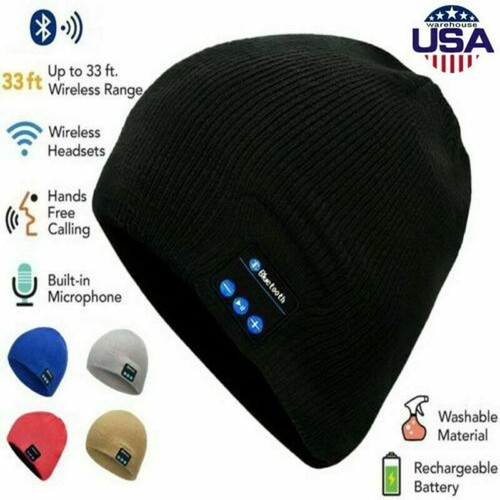 Bluetooth Music Wireless Warm Beanie Hat Smart Cap Headphone Headset Speaker Mic