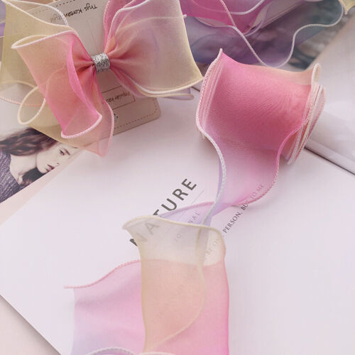 5Meters 60Mm Colorful Gradient Organza Stain Ribbon Diy Craft Hair Accessories - Picture 1 of 14
