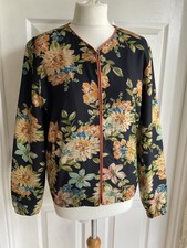 Ana Jakobs Bold Floral Zip Up Bomber Jacket Size 12