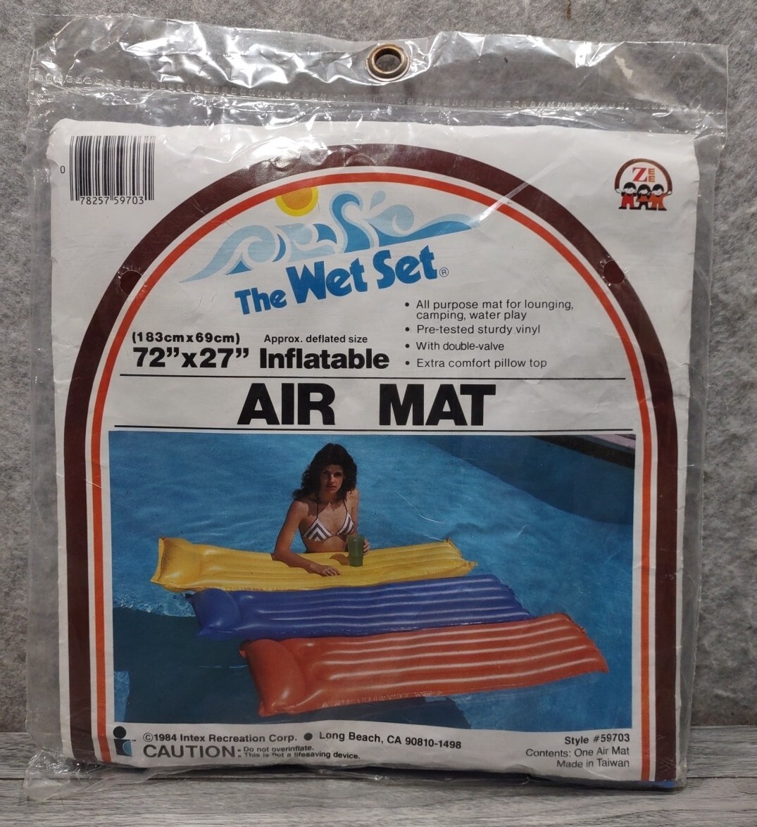 VTG Intex The Wet Set Inflatable Air Mat Pool Float Blue Raft 72 x 27 ...