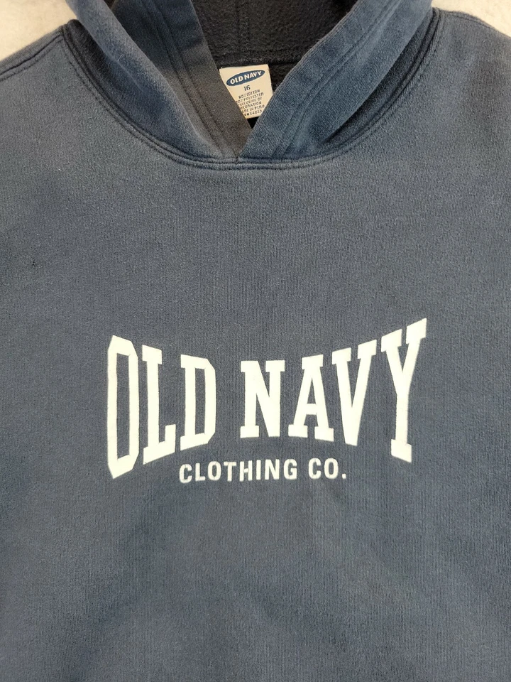 Sudadera con capucha Old azul marino manga larga logotipo para mujer 16 Foto 3 de 4