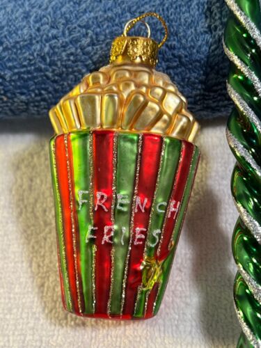 Christmas ornaments set of 3 glass twist icicle french fries & pickle PO5372 - Bild 2 von 8