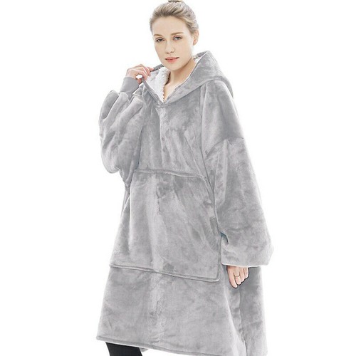 UK Men&Women Extra Long Hoodie Blanket Oversized Hooded Sweatshirt Sherpa Fleece - Picture 31 of 45