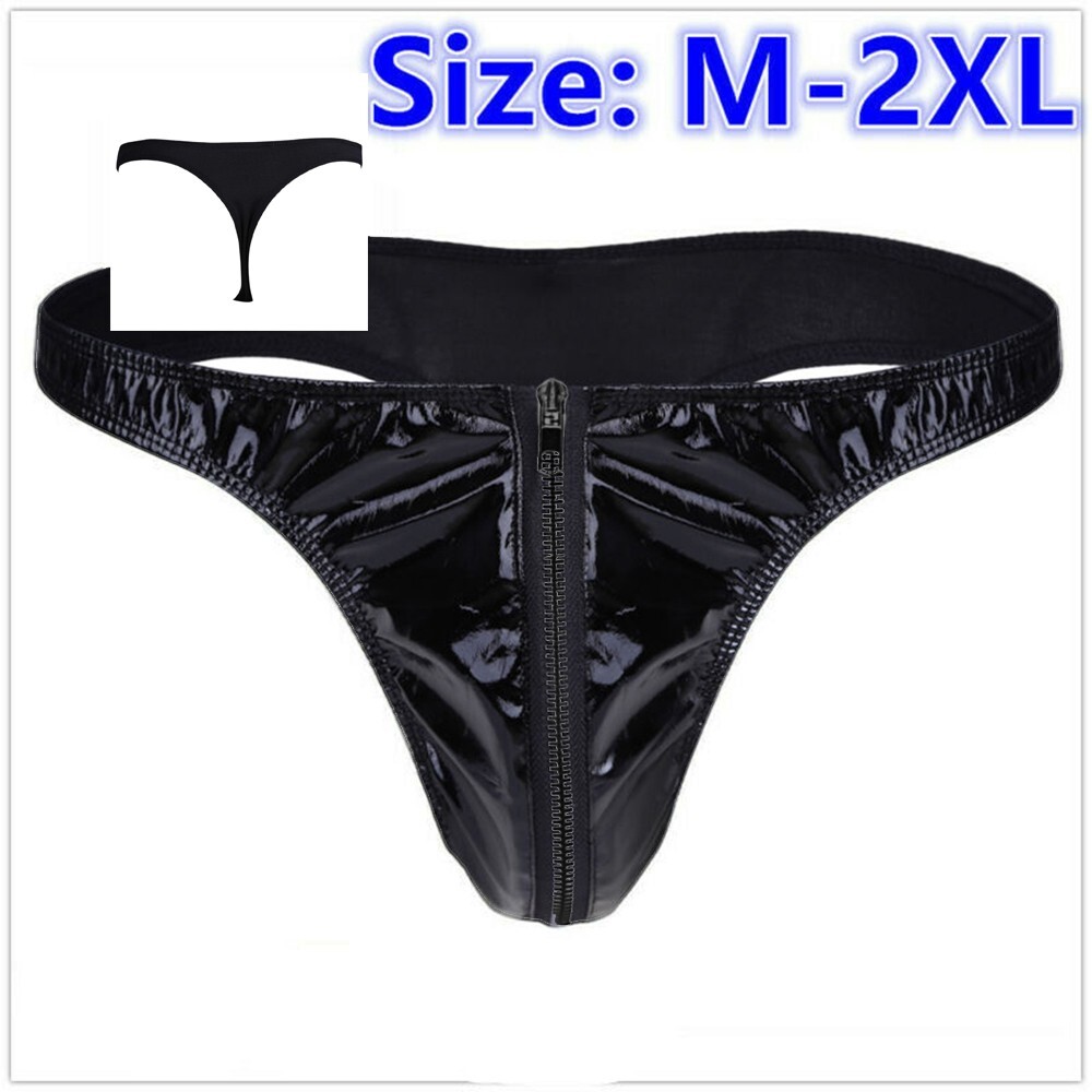 Sousvêtements slips à fermeture éclair noir lingerie aspect humide