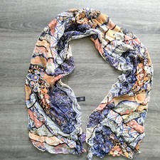 Dana Herbert 100% Silk Floral Rectangular Colorful Scarf 11" x 52" Made in USA