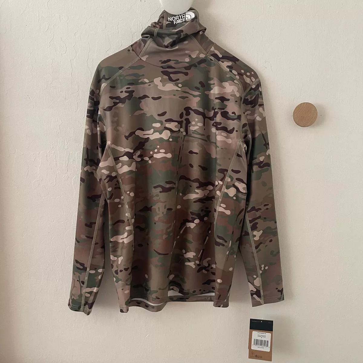 SUPREME x THE NORTH FACE Base Layer L/S Top Face Mask Hoodie Camo Logo M  TNF NEW