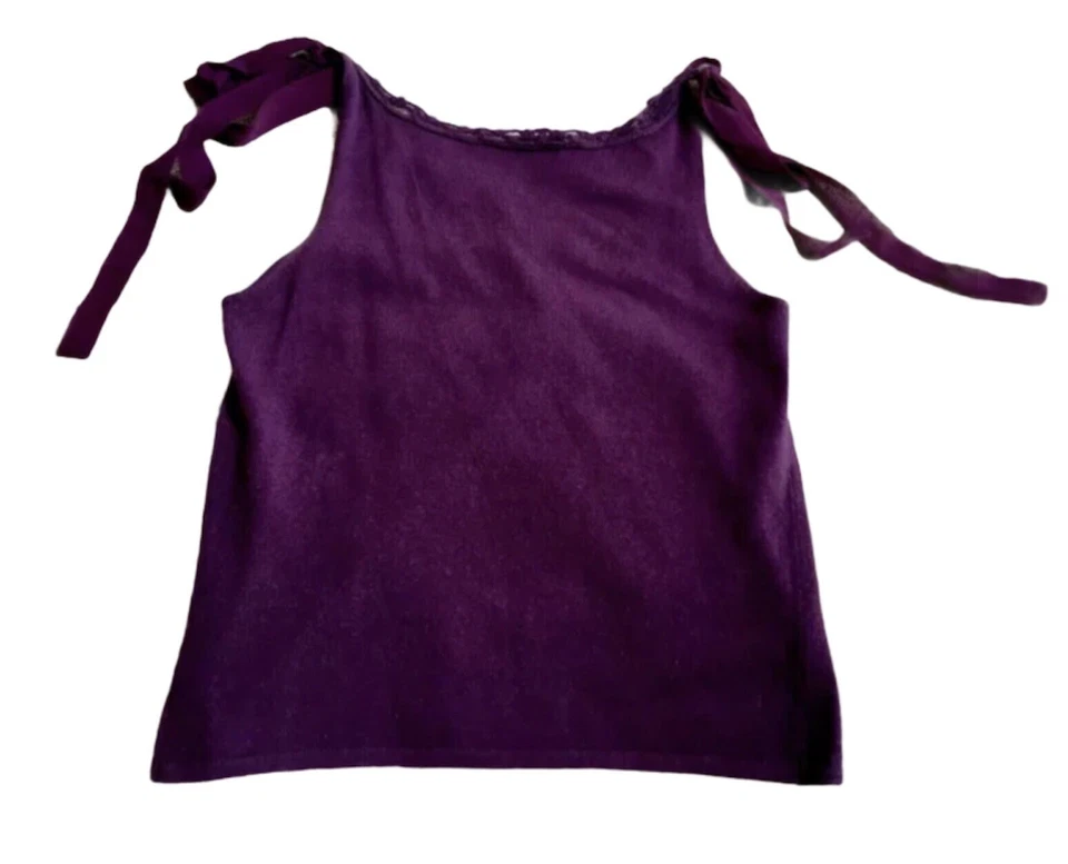 Camiseta sin mangas ALBERTA FERRETTI‬‬ mezcla cachemir gasa crochet púrpura 10 UK/S - M Foto 2 de 4