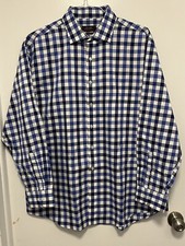 Tasso Elba Shirt Mens XL Blue White Button Up Long Sleeve Dress Casual Regular