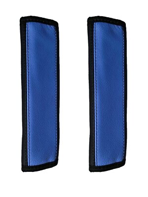 2 x Gurtpolster 100% echtes Leder blau-schwarz Gurtschoner für Sicherheitsgurt