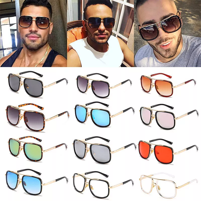 Fashion Big Frame Sunglasses Men Women Square Metal Vintage Sun Glass ❀