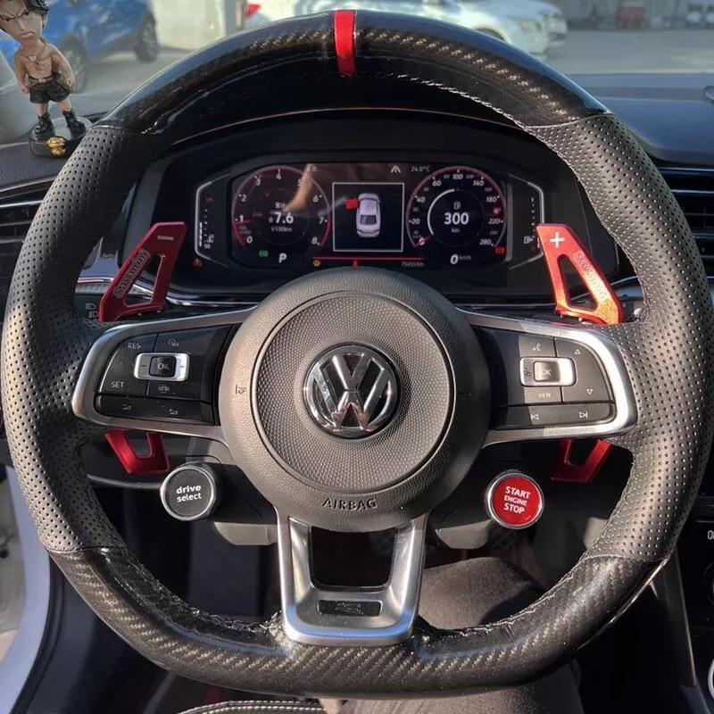 Custom Steering Wheel Cover Carbon Fiber Leather For VW Golf R MK7 Golf 7 GTI