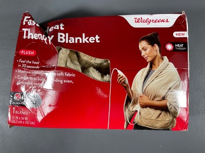 Walgreens Fast Heat Therapy Blanket Plush 2 Hour Auto Off 4 Heat Settings  Beige | eBay
