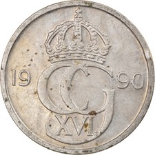 #746234 M&uuml;nze, Schweden, Carl XVI Gustaf, 50 &Ouml;re, 1990, S+, Copper-nickel, KM: