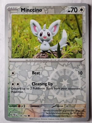 REVERSE HOLO Minccino 136/162 NM/M Yuka Morii Clay Temporal REVERSE HOLO Minccino 136/162 NM/M Yuka Morii Clay Temporal