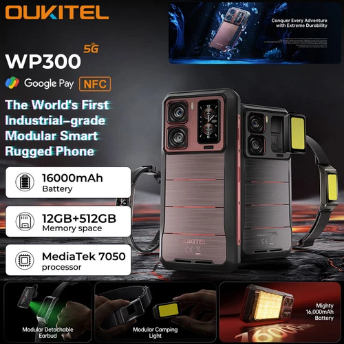 Removable Rear Screen Oukitel WP300 5G Rugged Phone Android 15 Mobile Outdoors