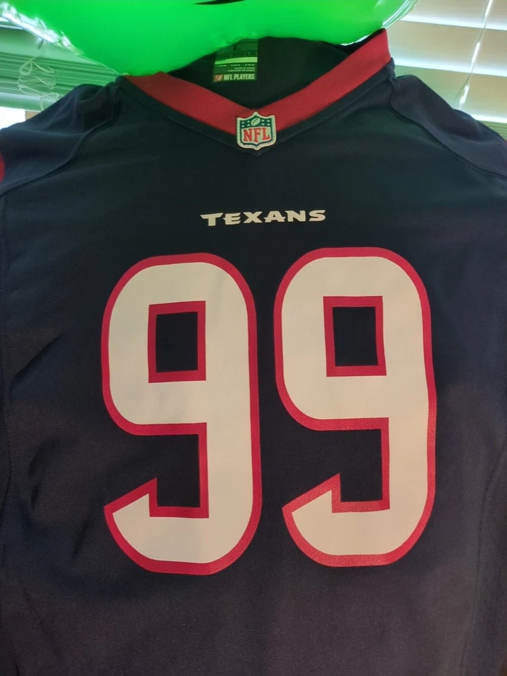 Camiseta deportiva juvenil grande (7) Nike On Field azul y roja JJ Watt #99 Houston Texans NFL Foto 2 de 4