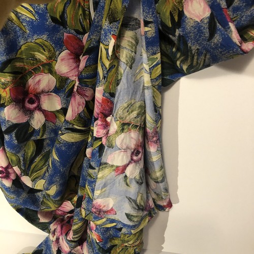 Ho Aloha Sleeveless Hawaiian Floral Retro Maxi Dress Zip Back XL Blue Shift - Picture 6 of 19