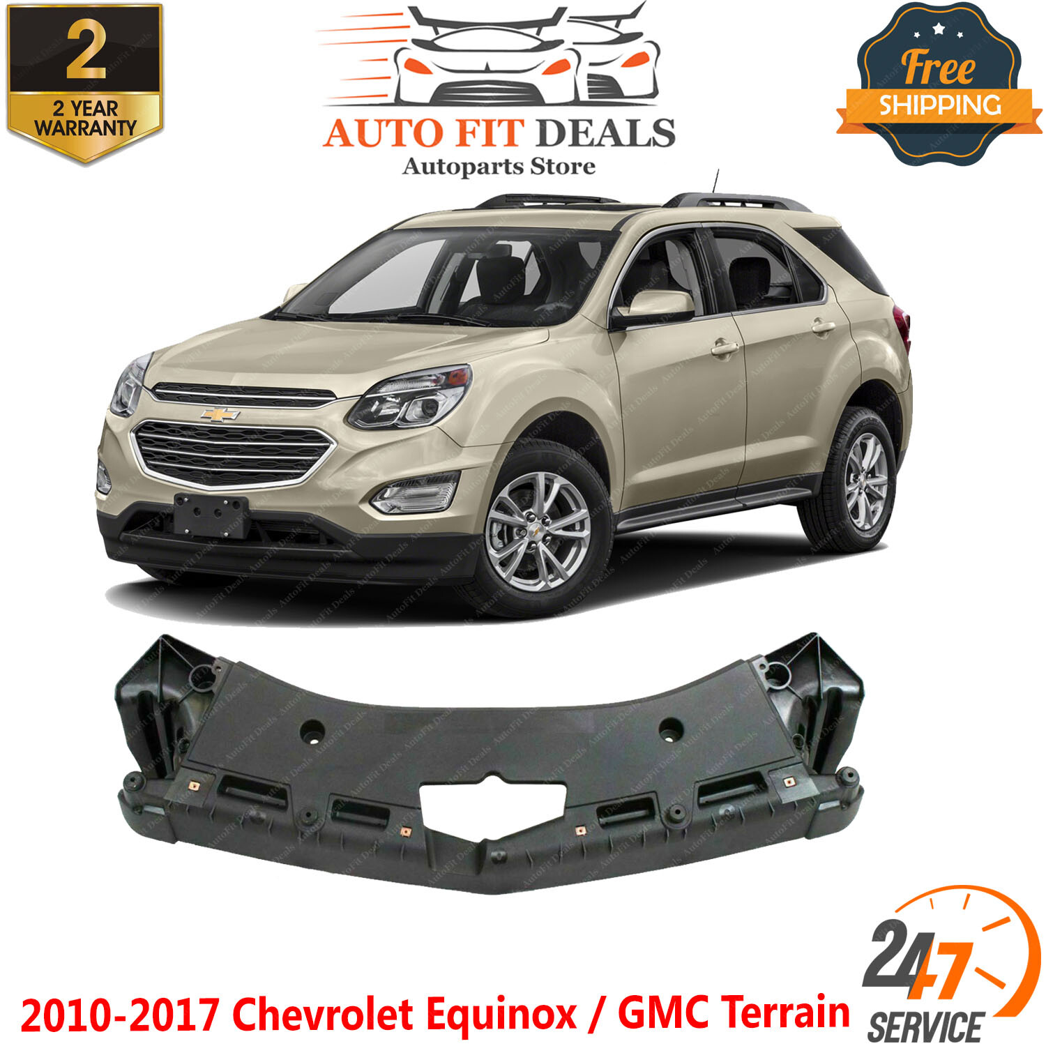 Front Bumper Under Cover Support For 20102017 Chevrolet Equinox / GMC