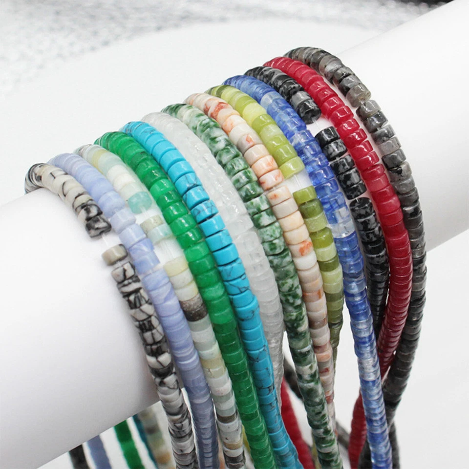 150 Edelstein Heishi-Reifenform Schlauchstein 2x4mm Abstandshalter-lose Perlen - Bild 4 von 4