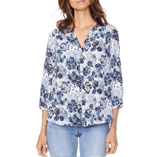 NYDJ Blouse w/ Pleated Back (Bay Blues 