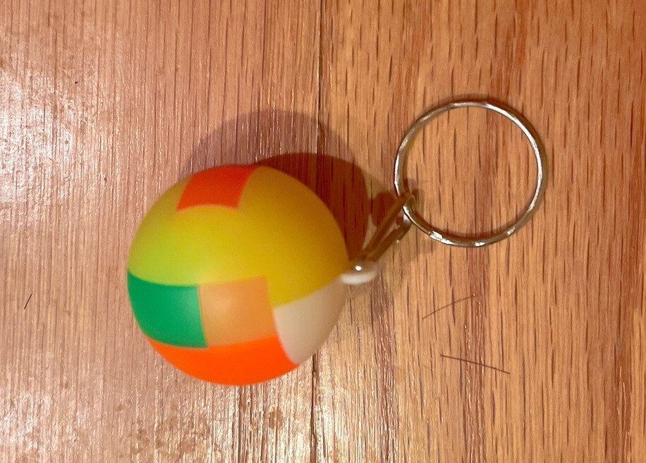 Puzzle Ball Keychain Plastic Neon Colored Puzzle Piece Round Game