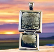 Lia Sophia Silver Tone Pendant Slide Hinged Moveable Faceted Glass Stones