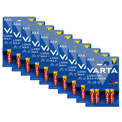 10x Varta LONGLIFE Max Power Batterien AAA Micro HR03 1,5V Batterien 4er Blister