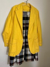 VINTAGE PLAID FRONT PLEATED SKIRT YELLOW JACKET SET. SEE MEASUREMENTS. EUC