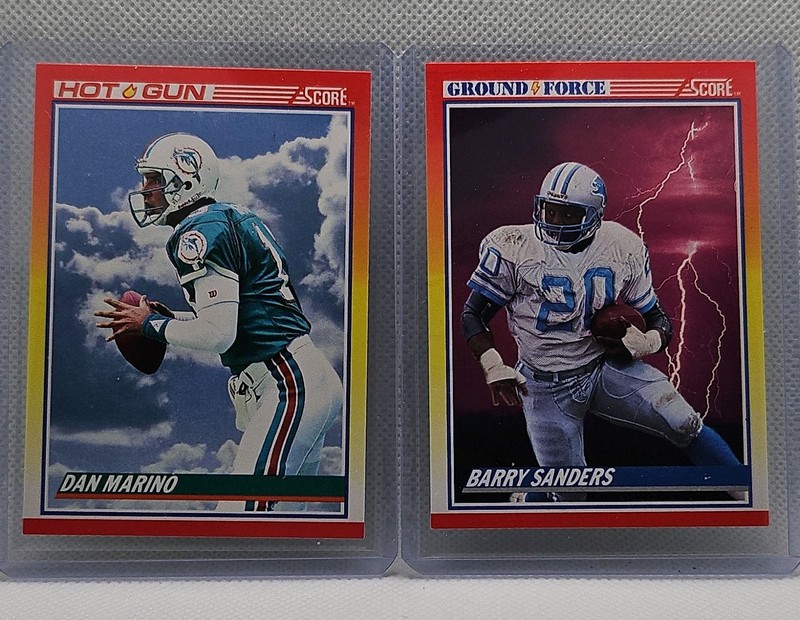 Score 1990 NFL Insert Lot  Of 2 Dan Marino Hot Gun #320 Barry Sanders #325 🔥