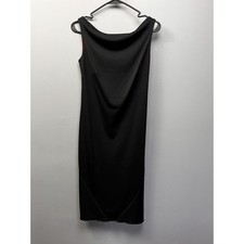 Express Dress Womens 5/6 Black Red Cowl Neck V-Back Sleeveless Midi Sheath LBD