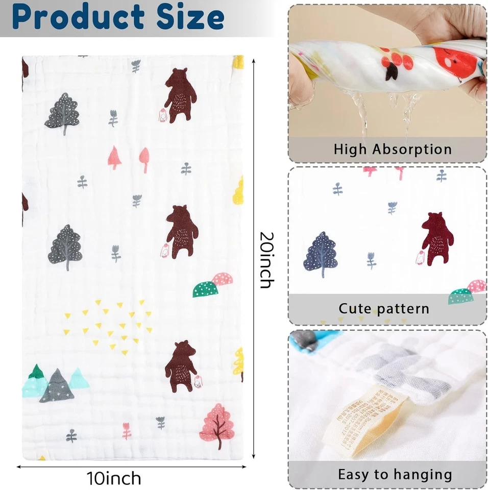 Paquete de 20 trapos de muselina extra grandes para bebé - 20 x 10 pulgadas, súper absorbentes Foto 4 de 4