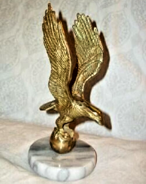 Americana Brass Eagle Ball Paperweight Marble Base Statue Mid Century ...