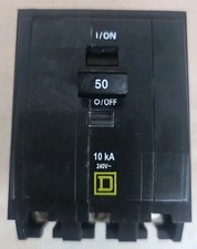 Square D QOB350 Circuit Breaker 50 Amp 240 Volt 3 Pole Bolt On W NOS