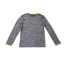 Tek Gear Boys L 14/16 Gray Long Sleeve DryTek Shirt Neon Trim Athletic Fit