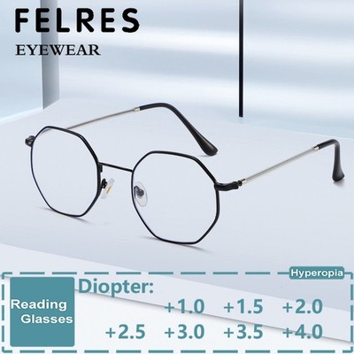 Polygon Anti Blue Light Reading Glasses Men Women Clear Lens Presbyopic Glasses