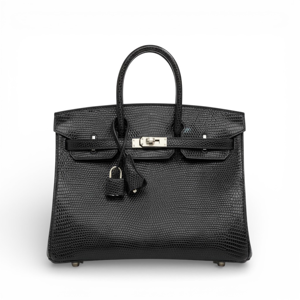 Hermès Birkin 25 Black Lizard Lisse Exotic Skin with Palladium