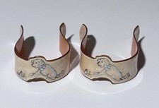 Rare Pair of Baby Blanket Holders Vintage 1940's Celluloid Plastic Cream Blue