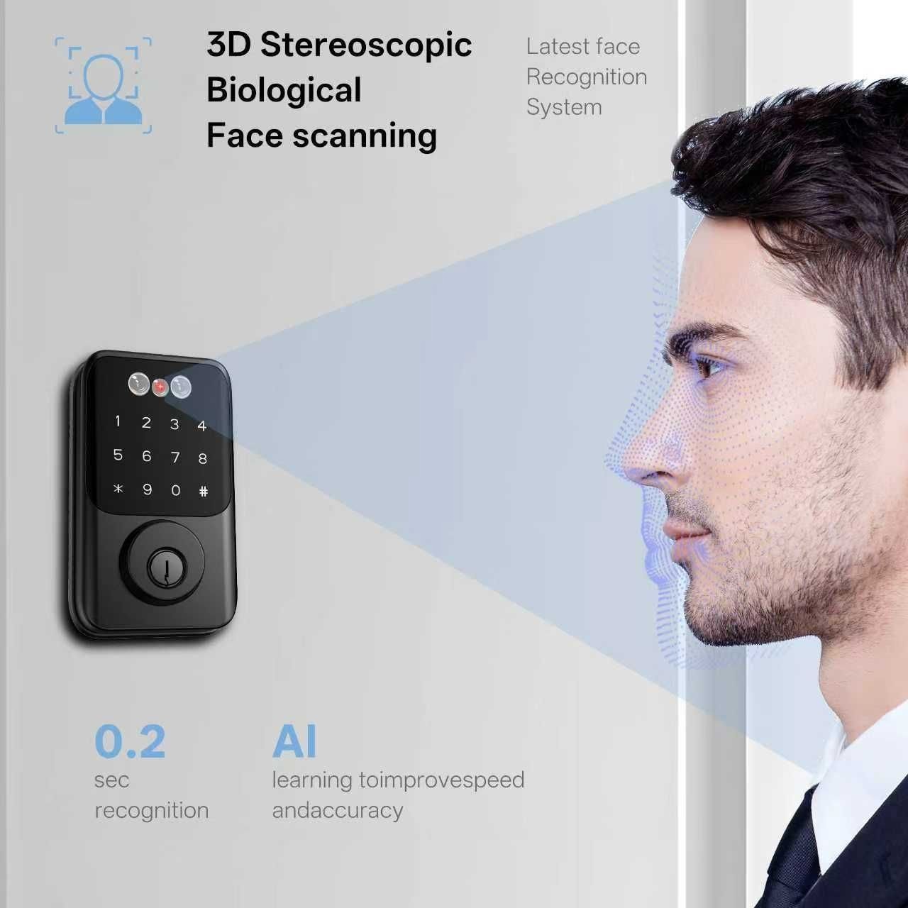 Black Smart Lock with Palm Vein Recognition - Smart Lock, Facial Recognition
