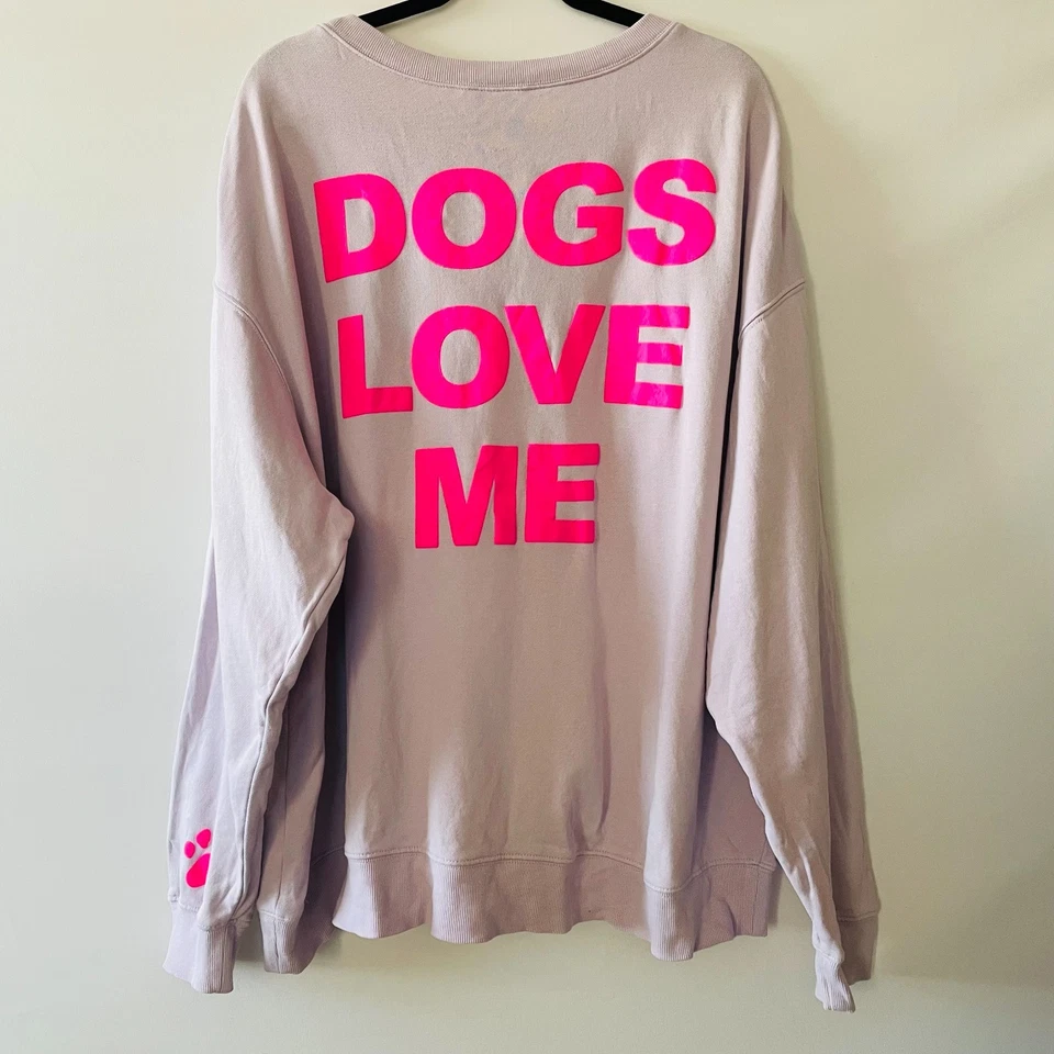 Sudadera Pullover Wildfox Dogs Love Me Mujer Púrpura Claro Gráfico Talla 2XL Foto 2 de 4