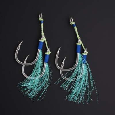 2 Pairs BKK Saltwater Double Assist Hooks Slow Pitch Jigging Fishing Hooks