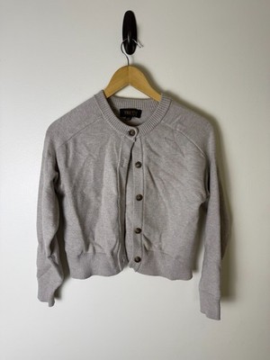 Truth Republic Cropped Cardigan Womens XS Gray Ribbed Knit Button Up