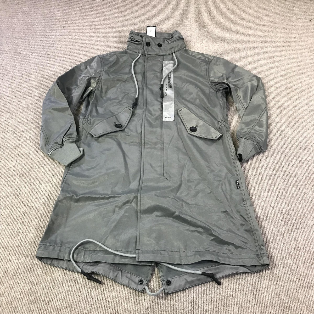 G-Star RAW Fishtail Parka Womens XXS Granite Gray MA-One Sheen