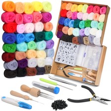 Needle Felting Starter Kit,Wool Roving 40 Colors Set, Wool Felt Tools with In...
