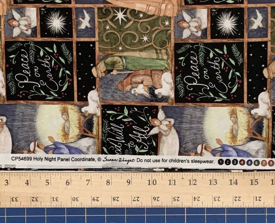 *OOP* NUEVO Susan Winget tela de algodón Paz en la tierra/Natividad por media yarda Foto 4 de 4