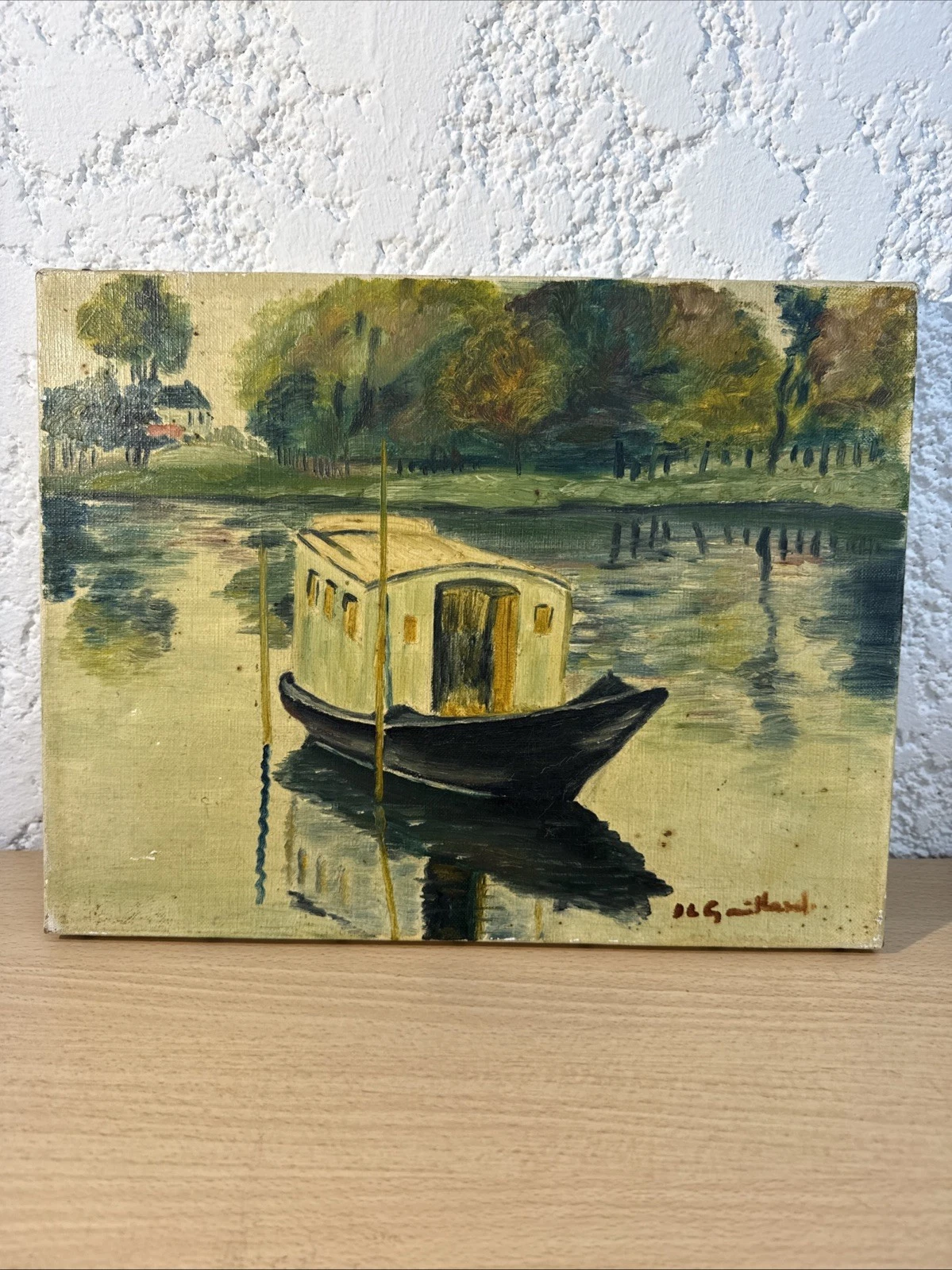 Tableau Ancien Peinture Bateau Signé Par Gaillard