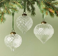 *NEW* Hearth & Hand Magnolia Glass Bulb Christmas Ornaments (Set of 3)
