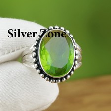Peridot Gemstone 925 Sterling Silver Handmade Jewelry Ring Size 5 to 10